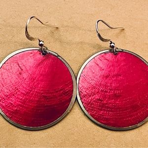 Capiz Shell Earrings by Culture Mix - Magenta Pink (Small)